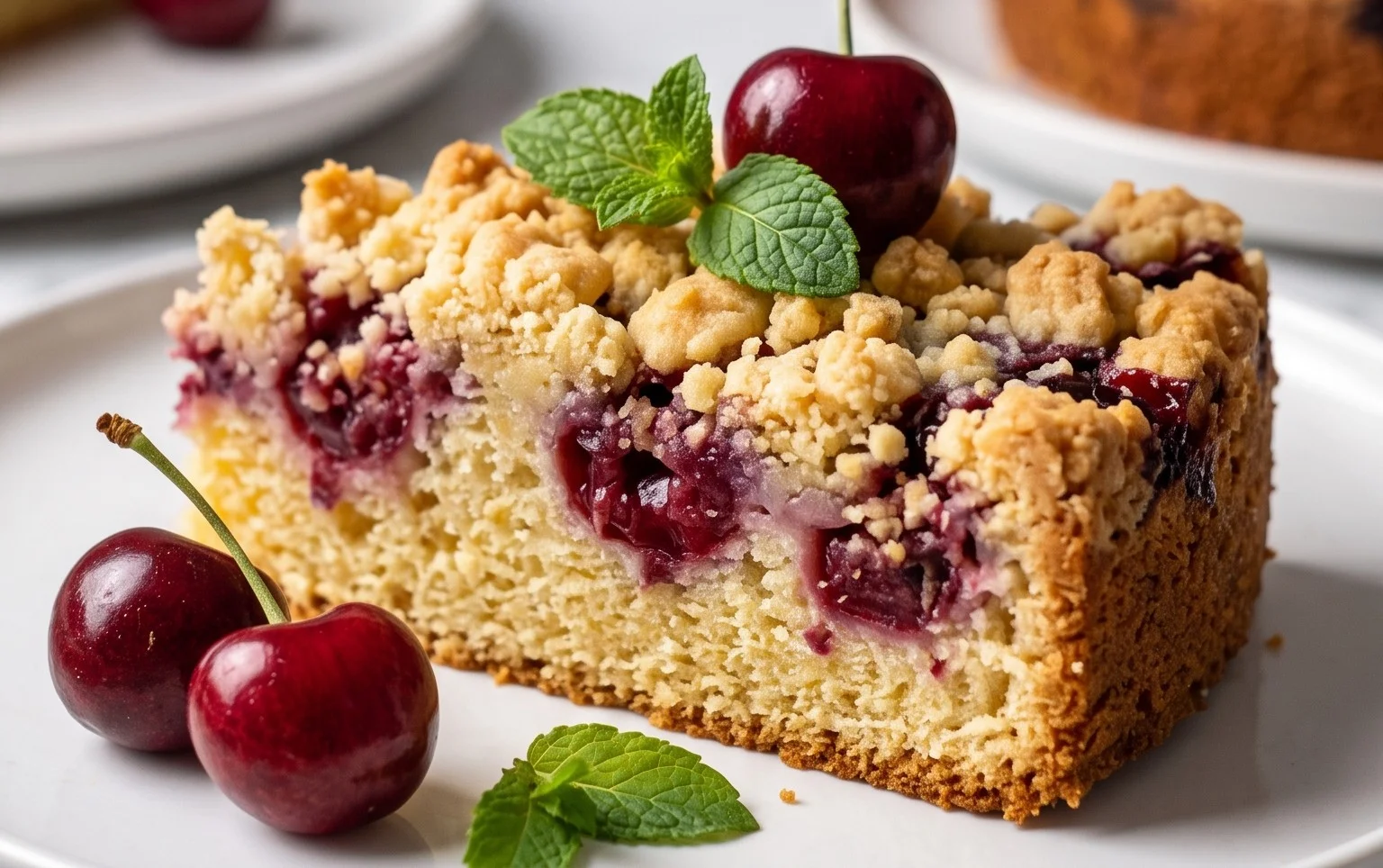 Einfacher und schneller Kirsch Extract-Streusel-Kuchen